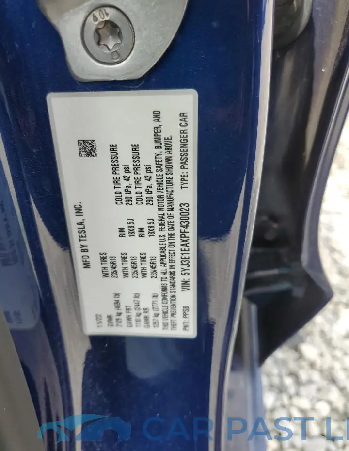 5YJ3E1EAXPF430023# 13
