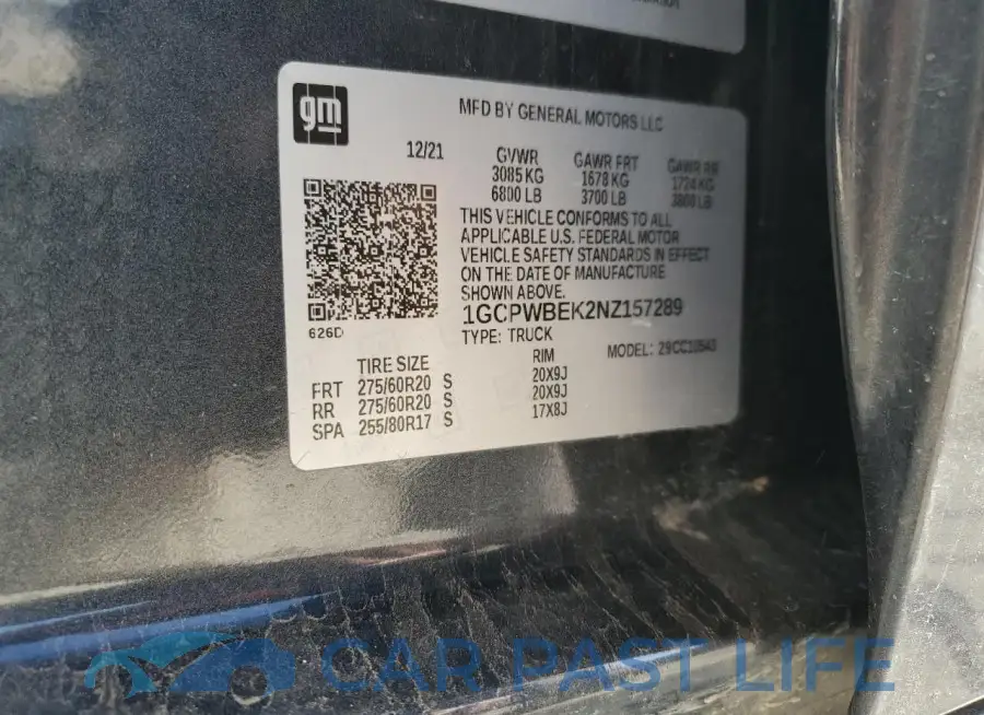 1GCPWBEK2NZ157289# 12