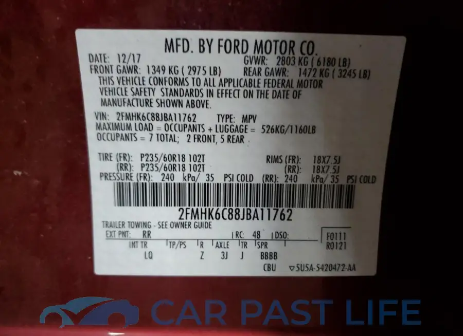 2FMHK6C88JBA11762# 14