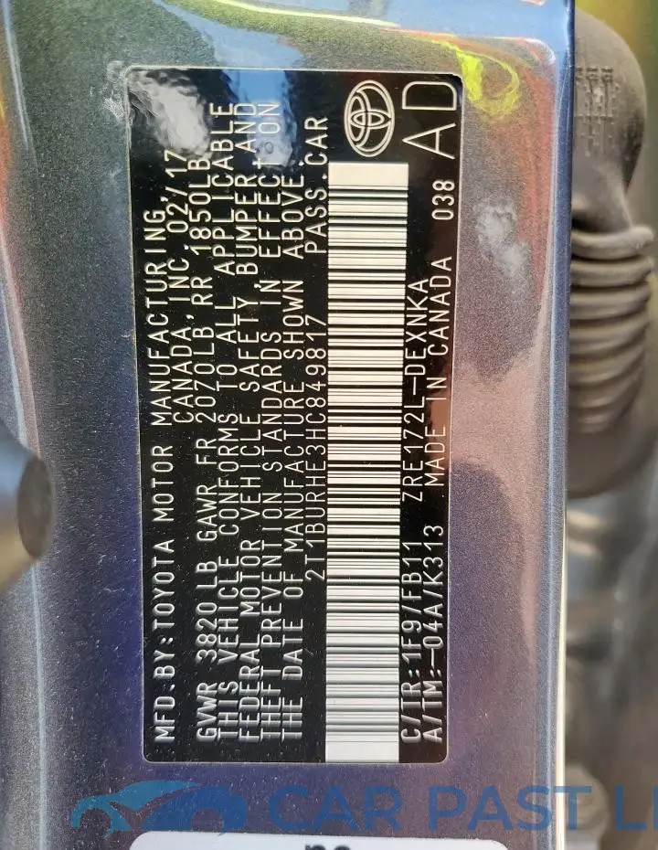 2T1BURHE3HC849817# 12