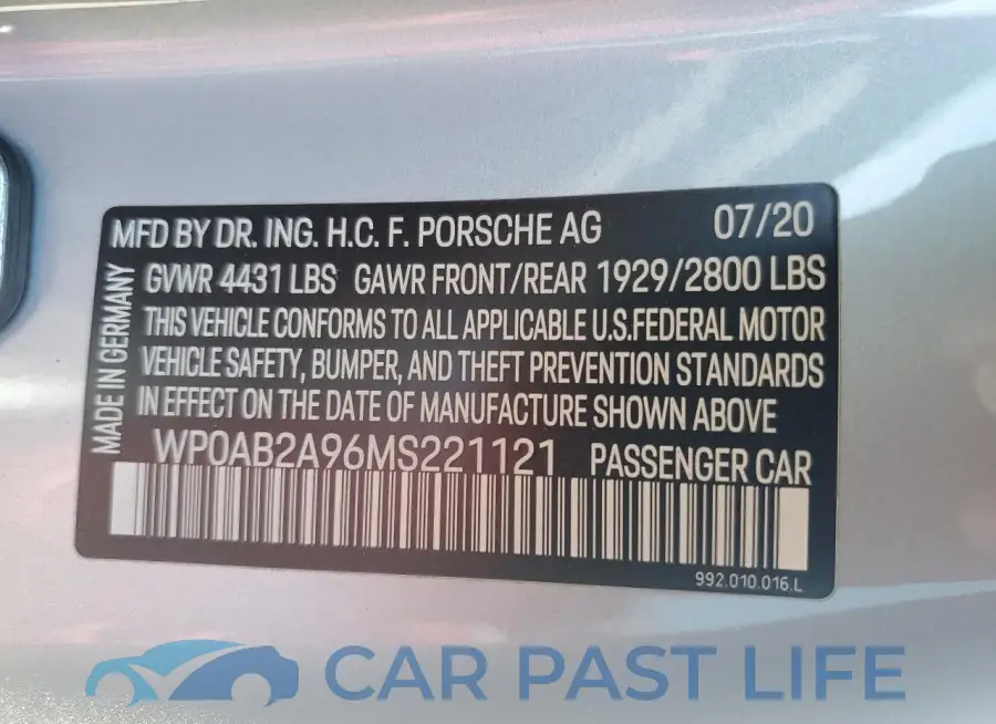 WP0AB2A96MS221121# 12