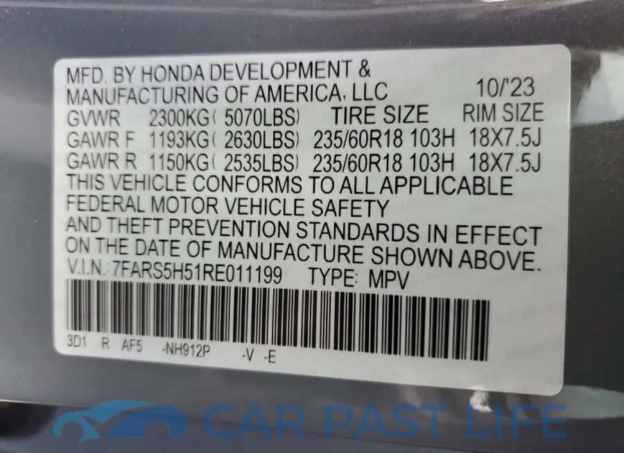 7FARS5H51RE011199# 14