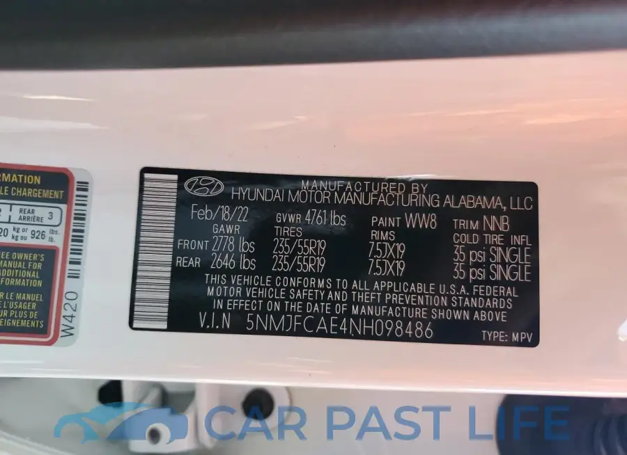 5NMJFCAE4NH098486# 12