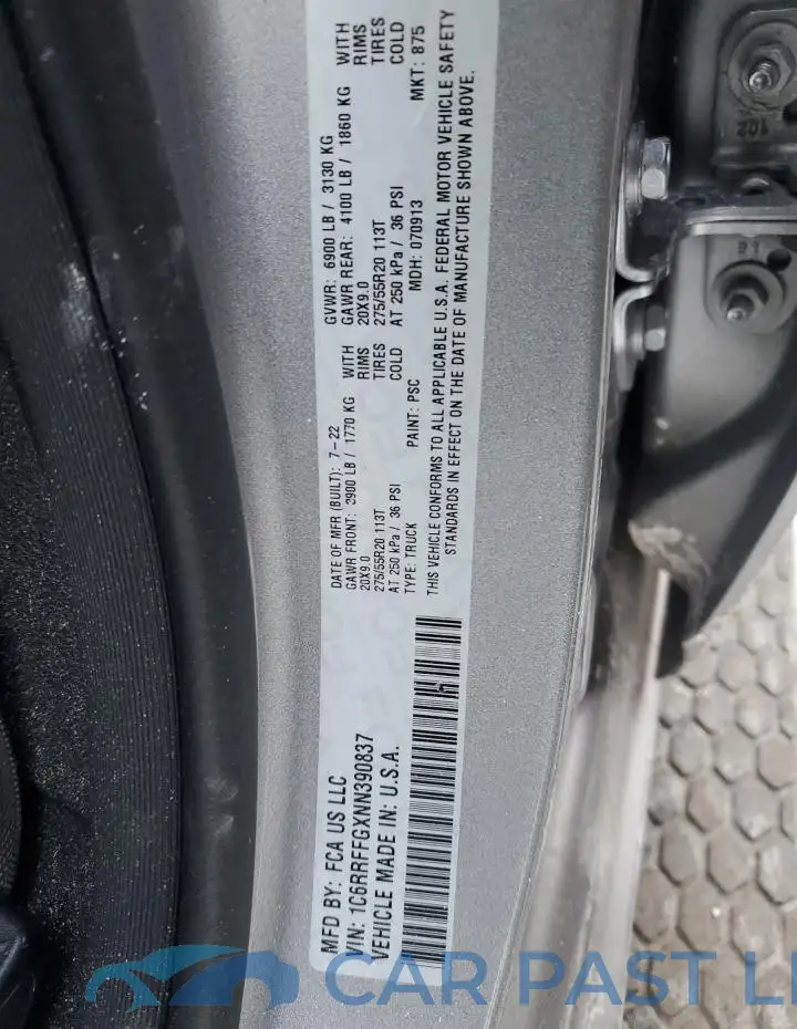 1C6RRFFGXNN390837# 12