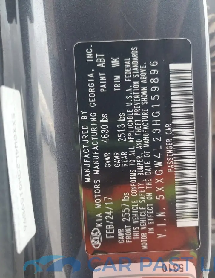5XXGW4L23HG159896# 12