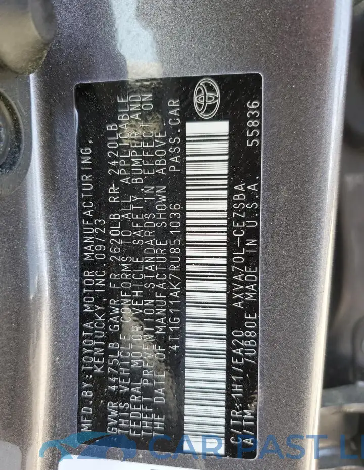 4T1G11AK7RU851036# 12