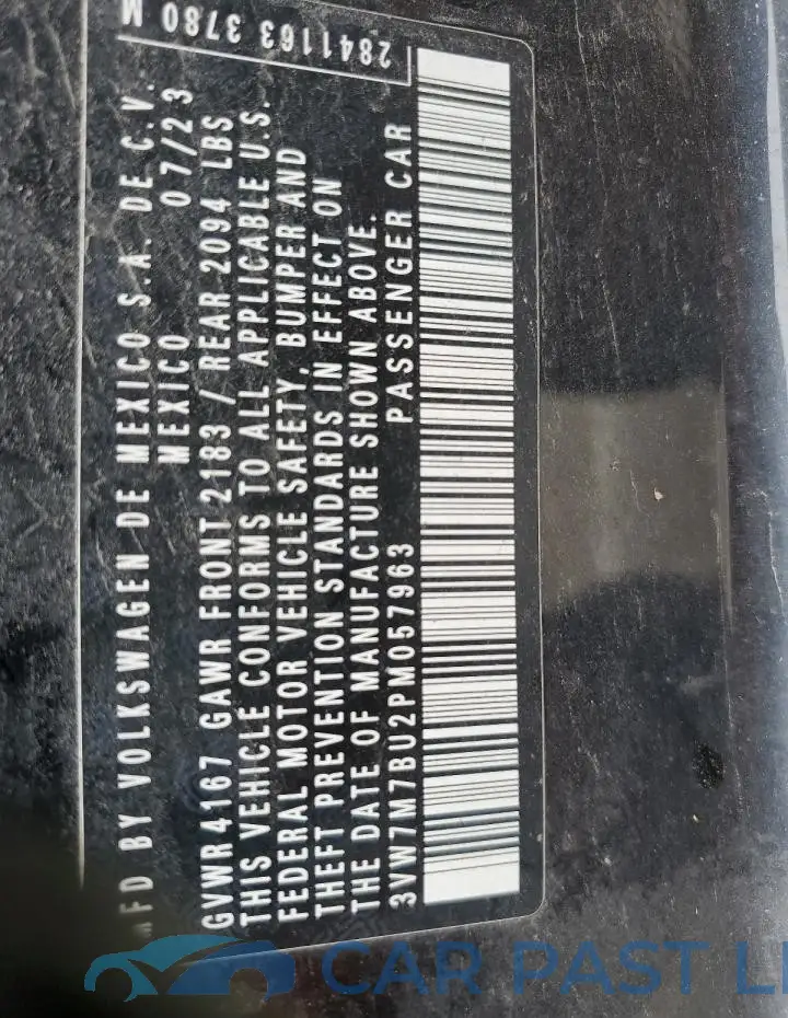 3VW7M7BU2PM057963# 12