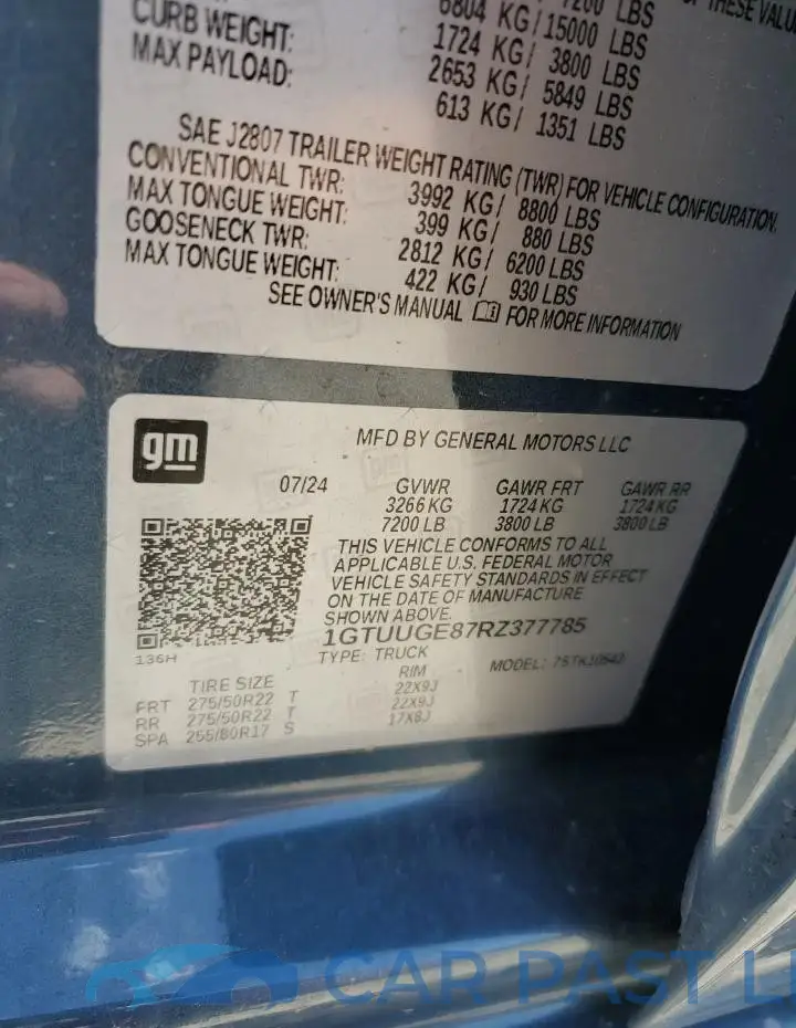 1GTUUGE87RZ377785# 12