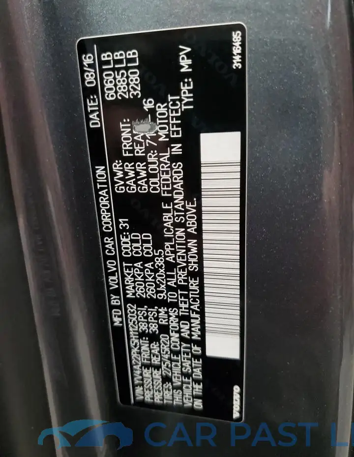 YV4A22PK5H1125032# 13