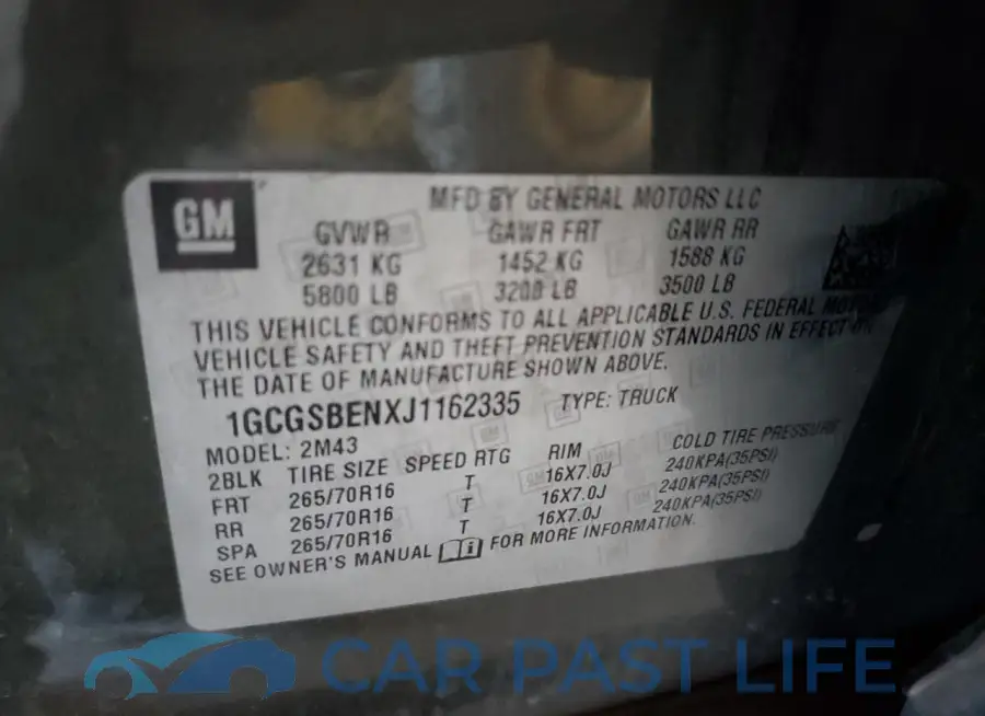 1GCGSBENXJ1162335# 12
