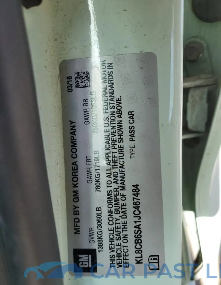 KL8CB6SA1JC467484# 12