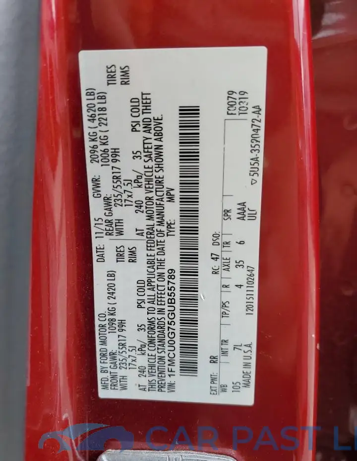 1FMCU0G75GUB55789# 13