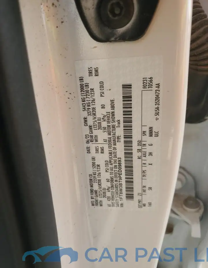 1FT8W3BT9PED09893# 12