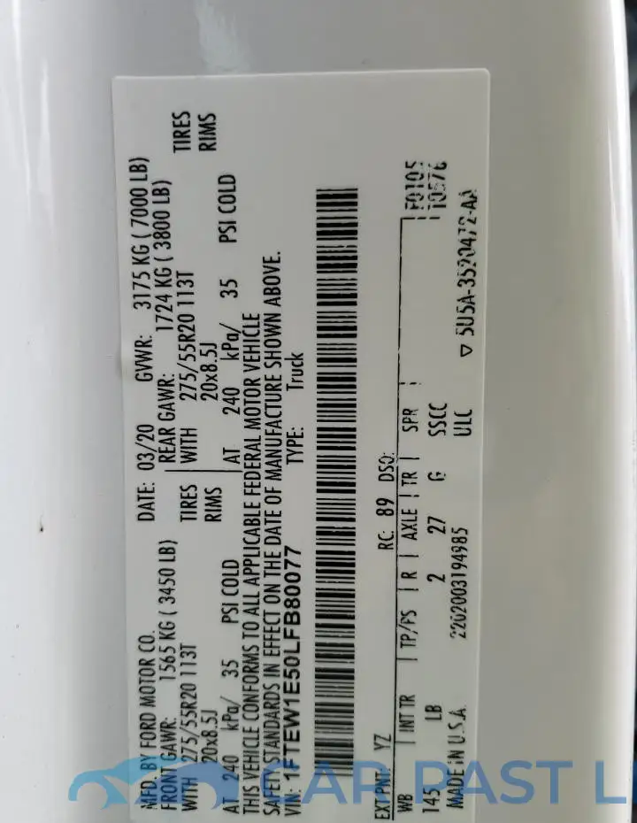 1FTEW1E50LFB80077# 12