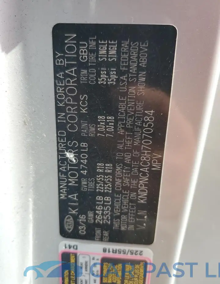 KNDPNCAC8H7070584# 13