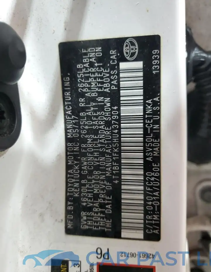 4T1BF1FK5HU437904# 12