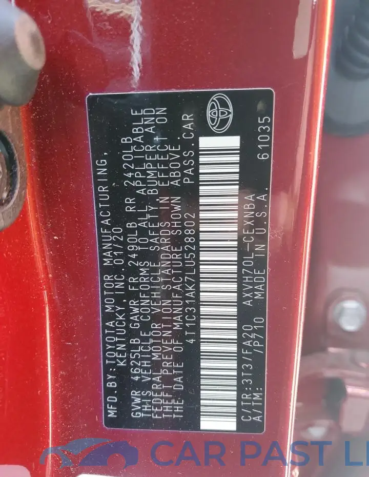 4T1C31AK7LU528802# 13