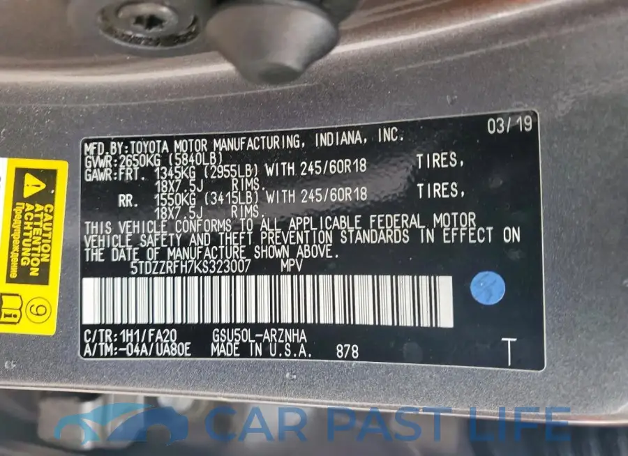 5TDZZRFH7KS323007# 13