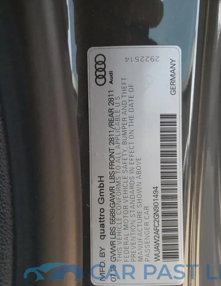 WUAW2AFC2GN901494# 12