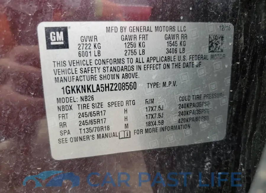 1GKKNKLA5HZ208560# 12