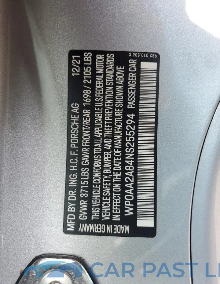 WP0AA2A84NS255294# 12