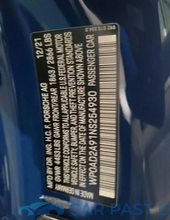 WP0AD2A91NS254930# 13