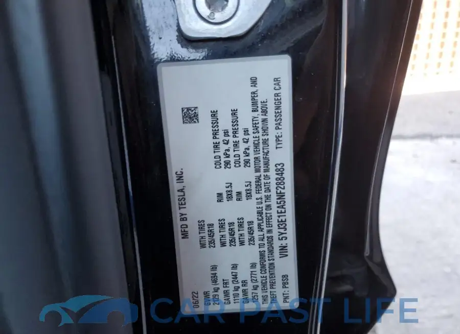 5YJ3E1EA5NF288483# 12