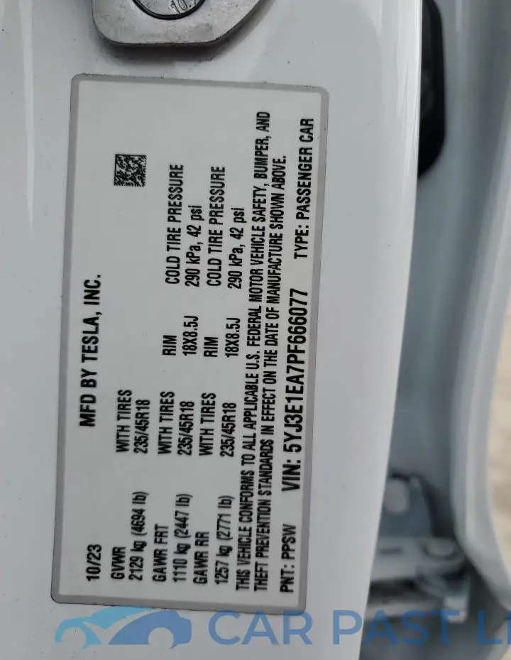 5YJ3E1EA7PF666077# 12