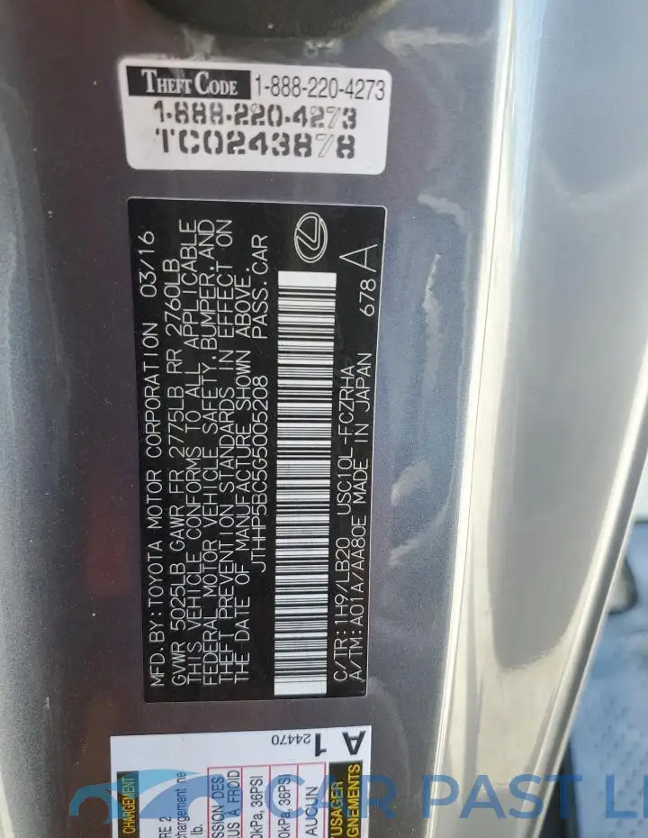 JTHHP5BC5G5005208# 12