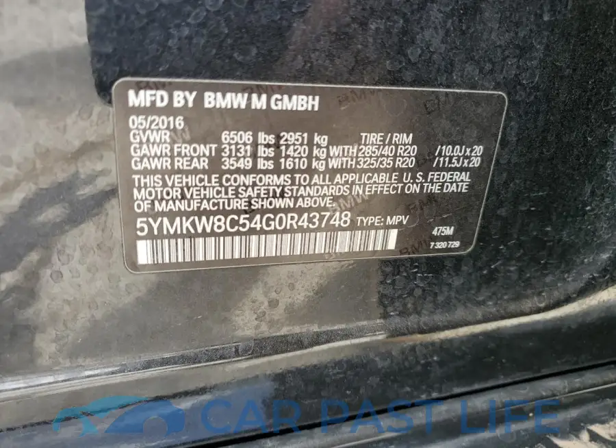5YMKW8C54G0R43748# 13