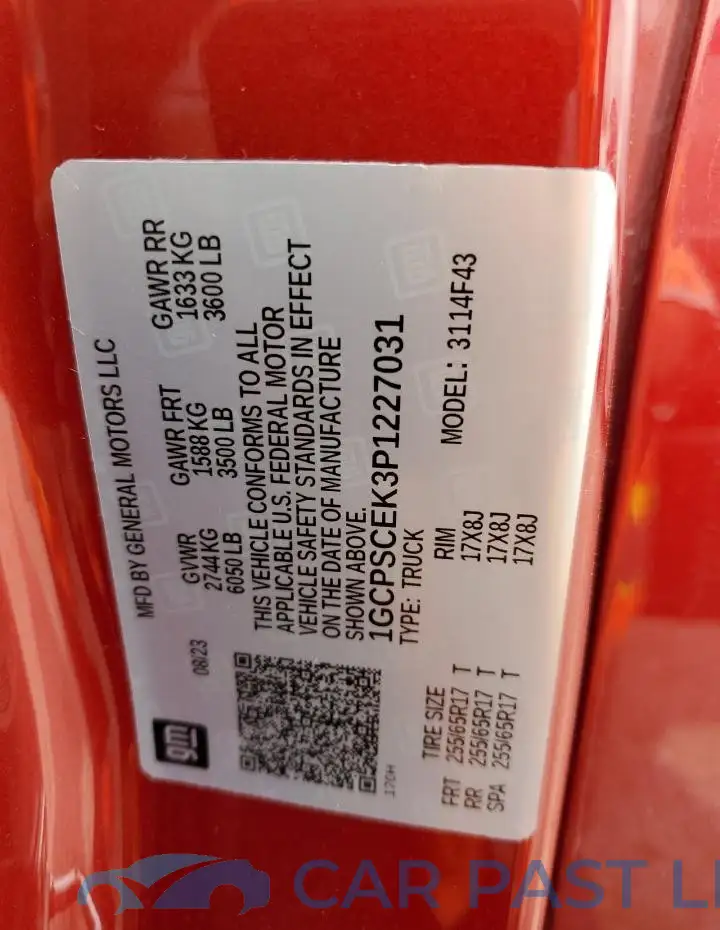 1GCPSCEK3P1227031# 12