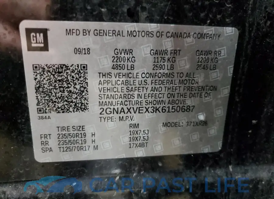 2GNAXVEX3K6150687# 13