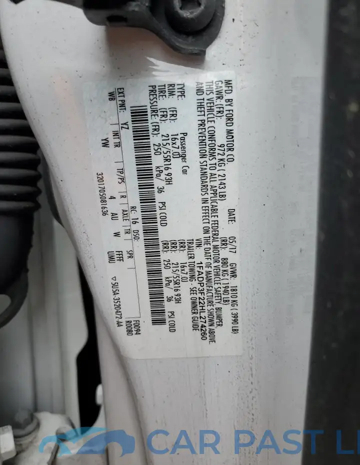 1FADP3F22HL274260# 13