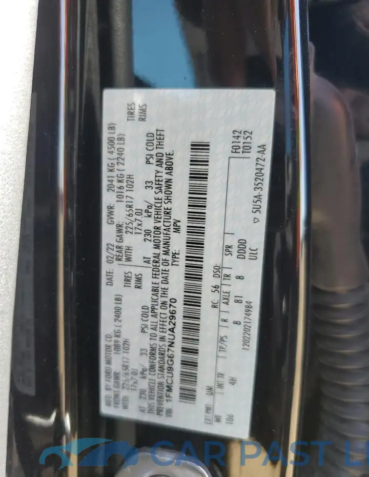 1FMCU9G67NUA29670# 13
