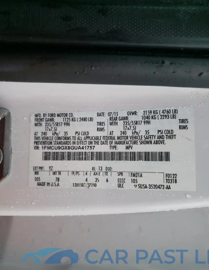 1FMCU9GX8GUA41757# 13