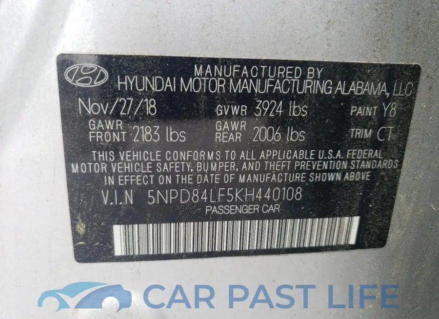 5NPD84LF5KH440108# 12
