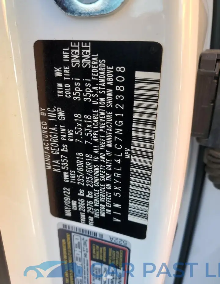 5XYRL4LC7NG123808# 13