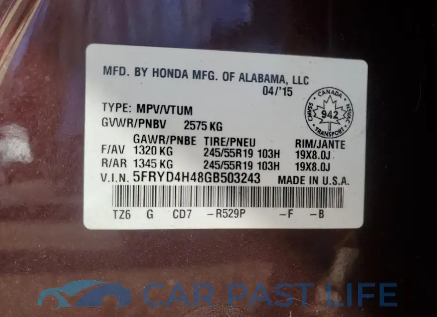 5FRYD4H48GB503243# 13