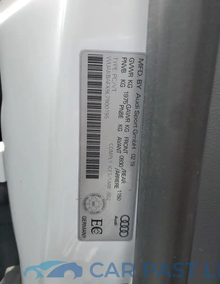 WUAKBAFX9L7900195# 12