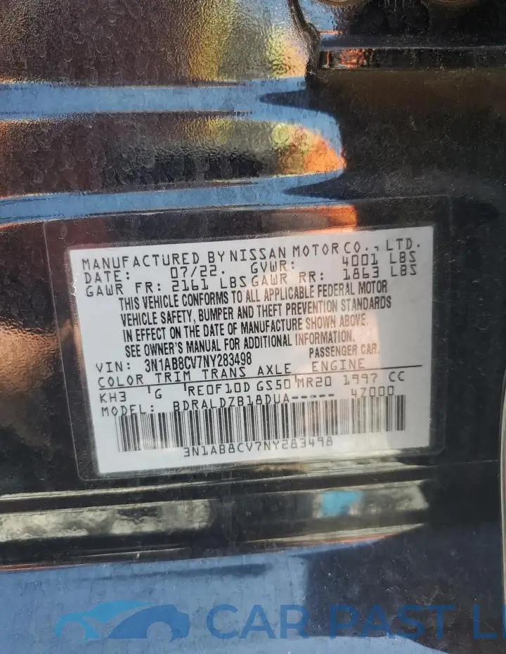 3N1AB8CV7NY283498# 12
