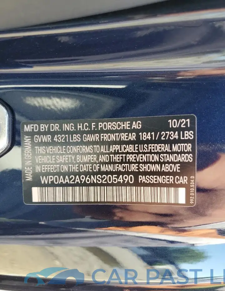 WP0AA2A96NS205490# 12