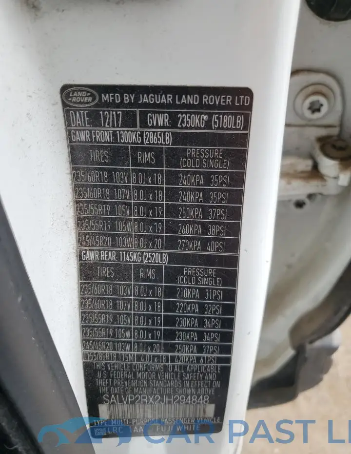 SALVP2RX2JH294848# 13