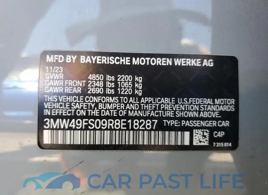 3MW49FS09R8E18287# 12