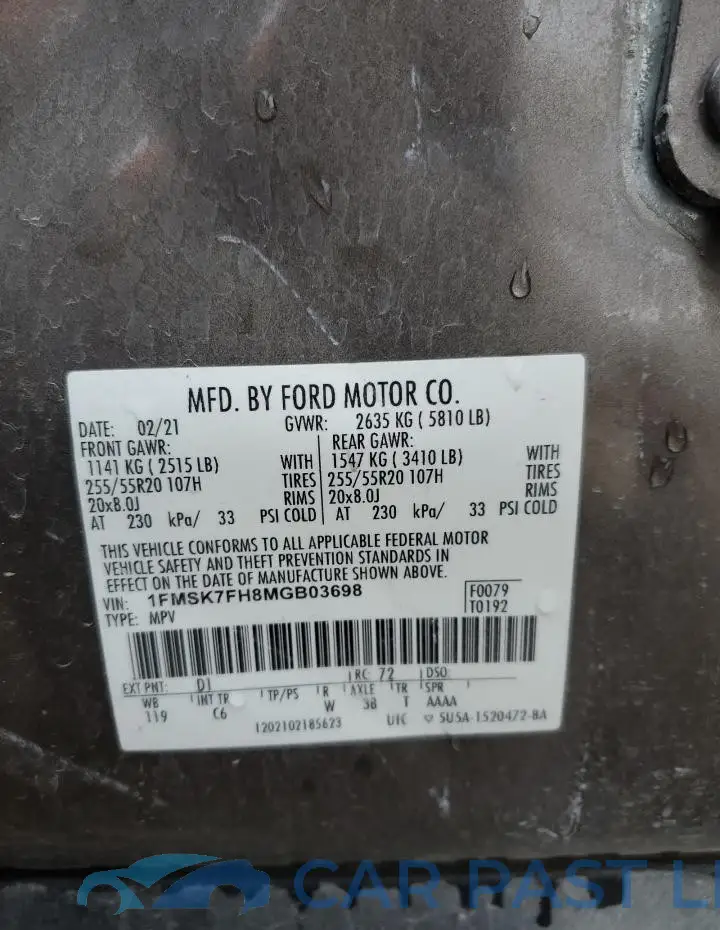 1FMSK7FH8MGB03698# 12