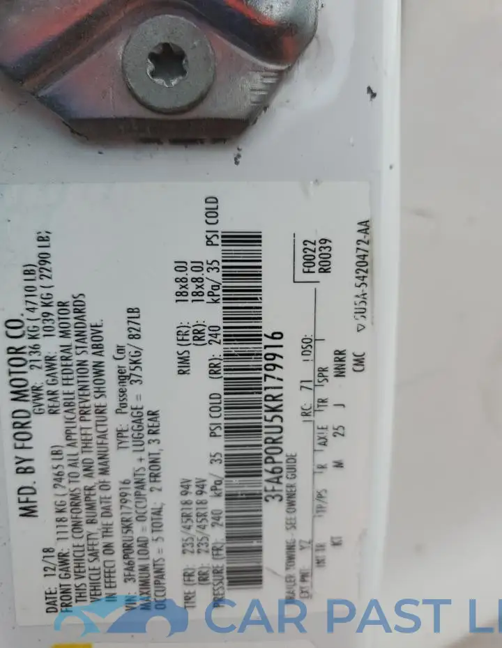 3FA6P0RU5KR179916# 12
