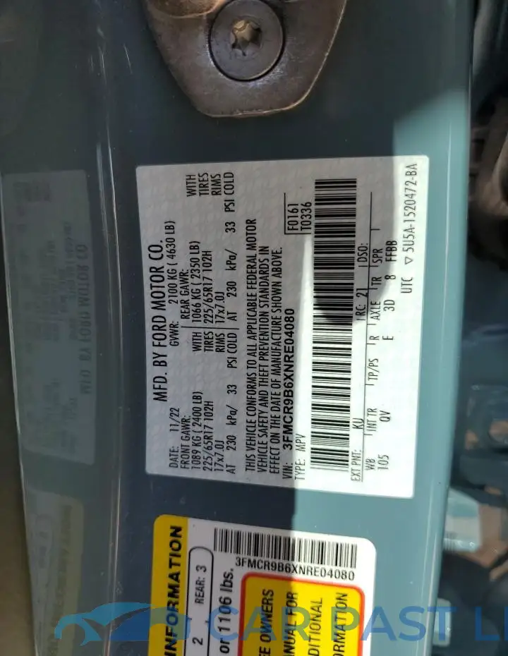 3FMCR9B6XNRE04080# 12