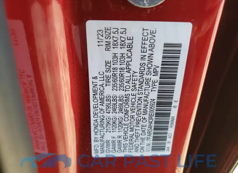 7FARS4H43RE005924# 13