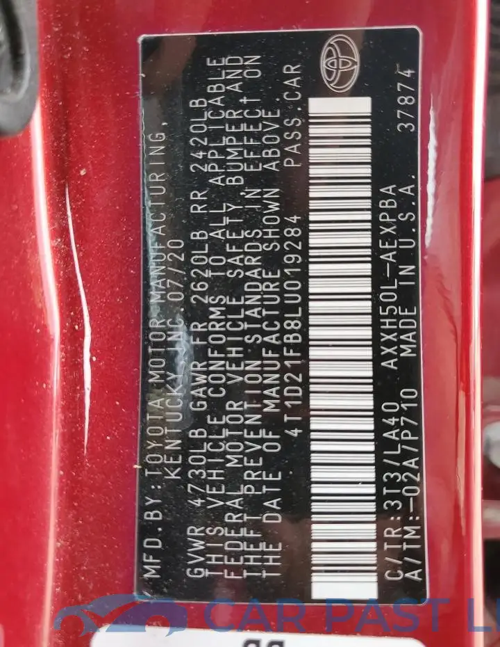 4T1D21FB8LU019284# 13