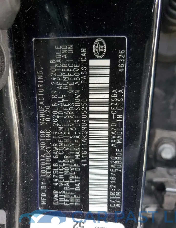 4T1G11AK3MU405250# 12