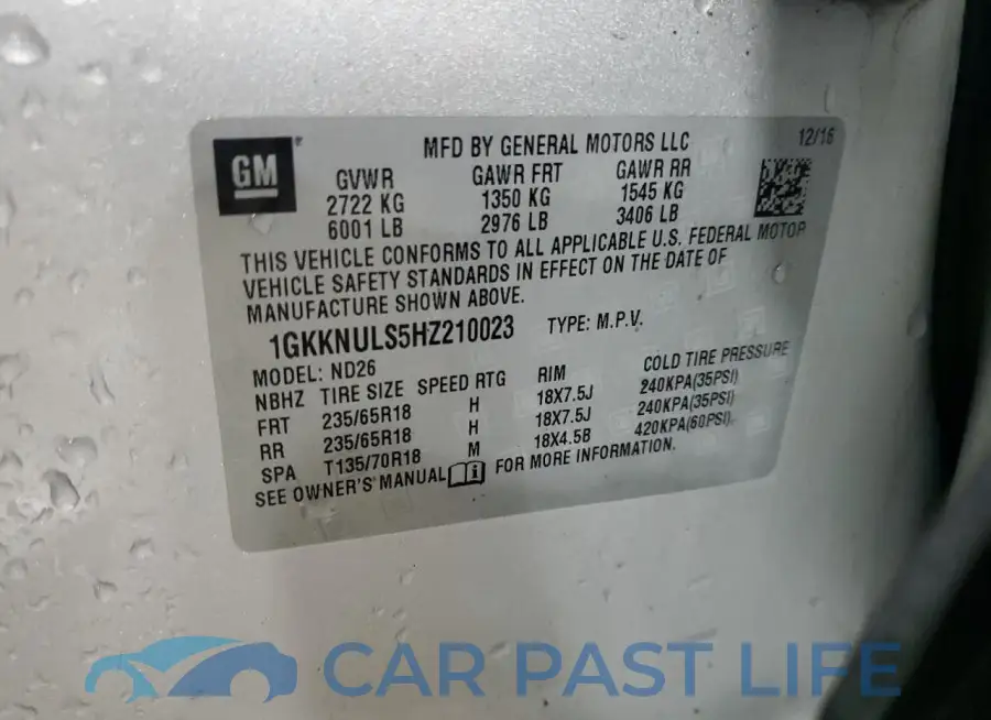 1GKKNULS5HZ210023# 13